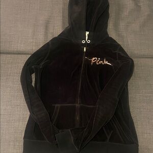 Pink Victoria Secret black hoodie with gold sequin